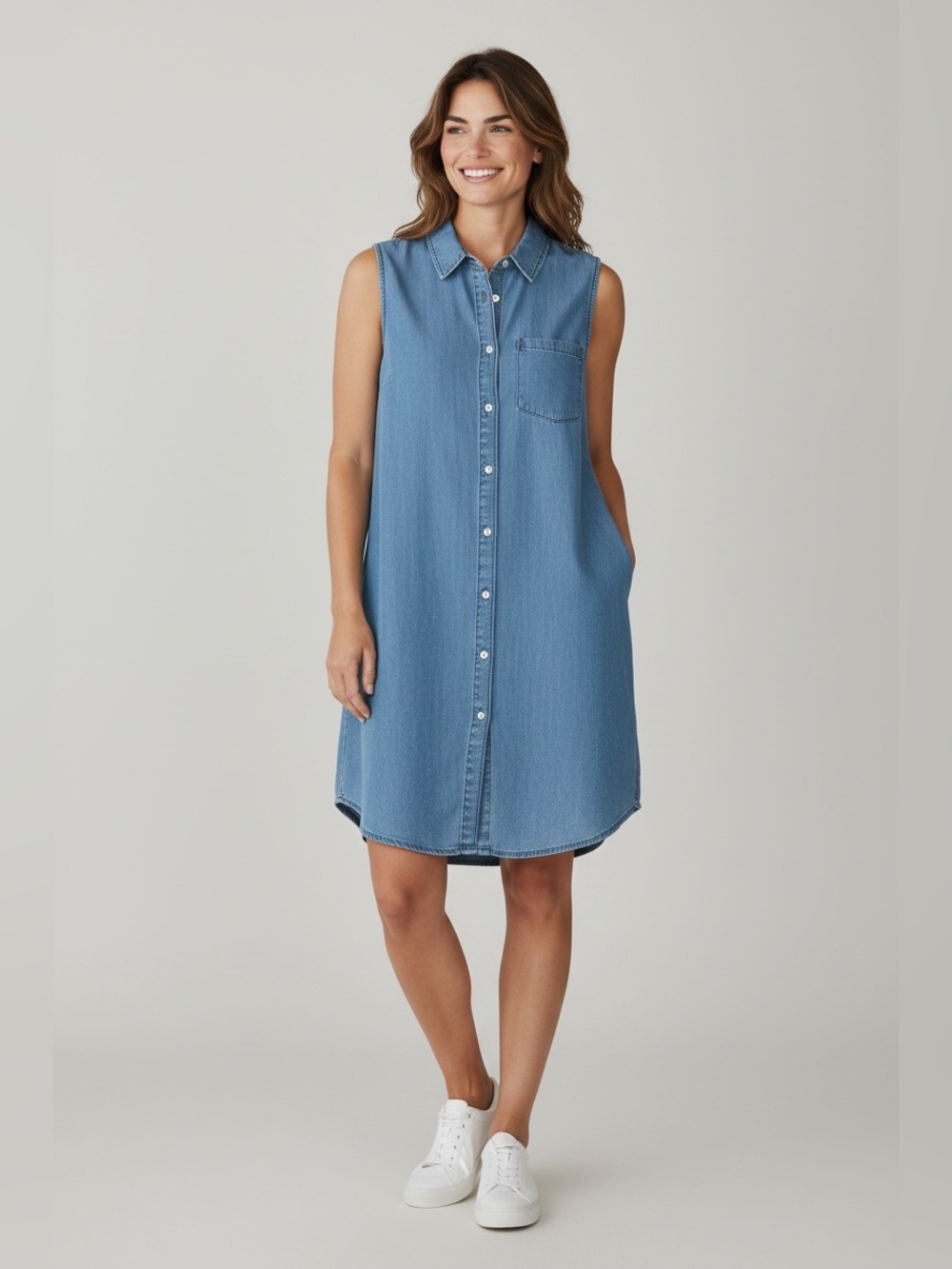 J. Crew Light Blue Denim-Style Chambray  Button Shirt Dress